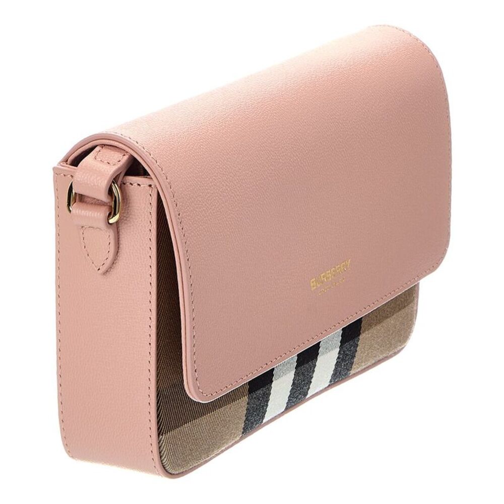 Burberry Check Canvas & Leather Crossbody, Pink - Picture 3 of 4
